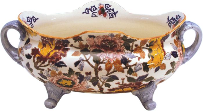 Жардиньерка 43 X 24 см.. BERNARD PIVOINES, GIEN № 49, выпущена в лимитной серии из 100 шт., Ручная роспись.