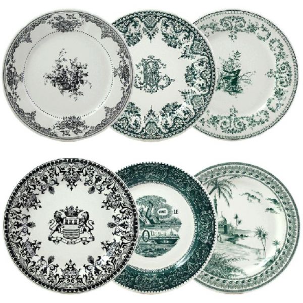 Тарелка  обеденная Ассорти с разным рисунком набор 6 ШТ.., LES DEPAREILLEES VERT, Д  27,3 см,, GIEN