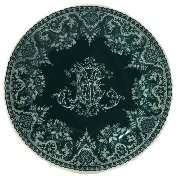 Тарелка  для сладостей Монограмма  LES DEPAREILLEES VERT, Д  12,8 см,, GIEN