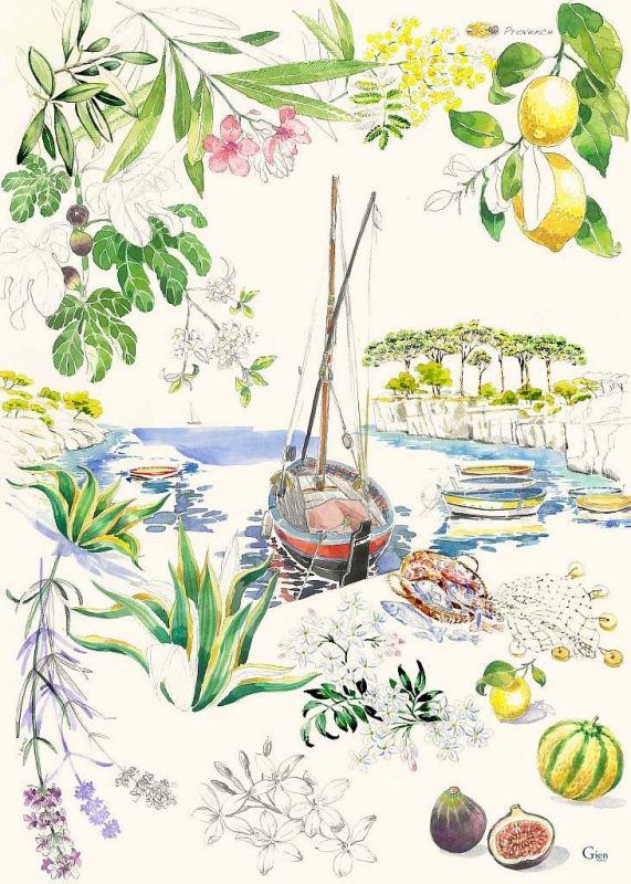 Полотенца кухонные , 4 шт., набор 50 X 70 см., PROVENCE, GIEN, 8003PRTO04