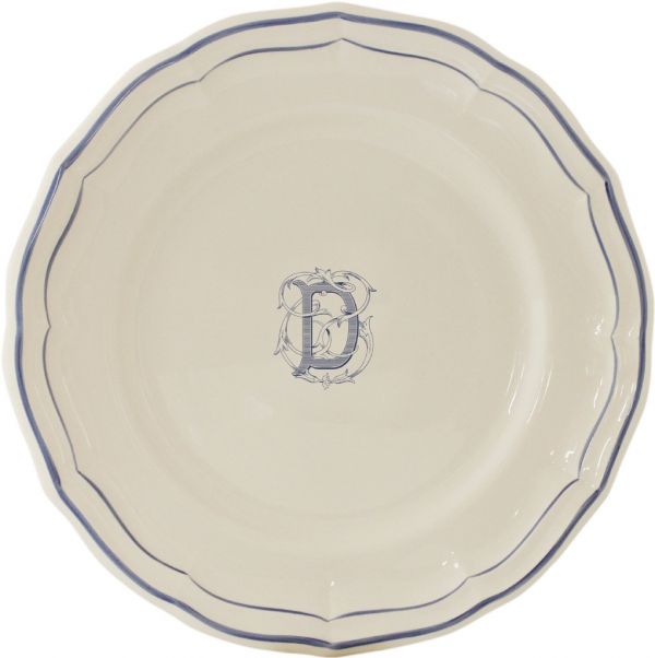Тарелка обеденная "D", FILET MANGANESE MONOGRAMME, Д 26 cm GIEN