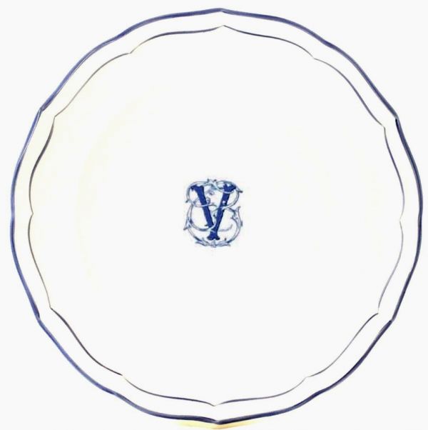Тарелка обеденная "V", FILET MANGANESE MONOGRAMME, Д 26 cm GIEN