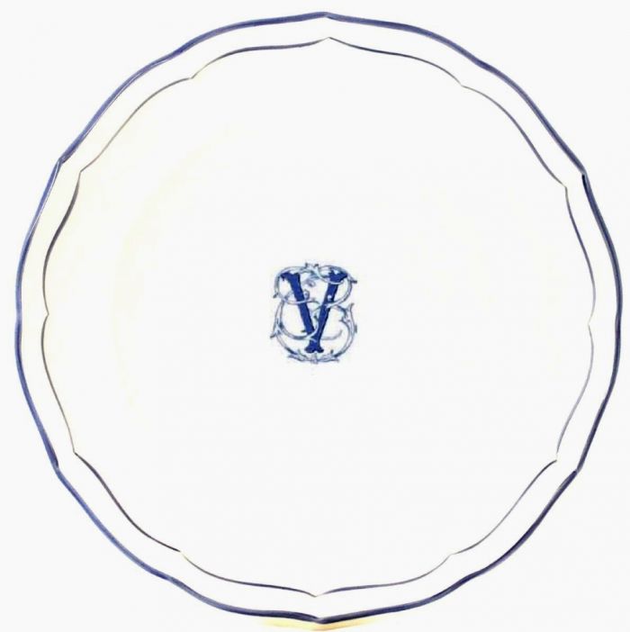 Тарелка обеденная "V", FILET MANGANESE MONOGRAMME, Д 26 cm GIEN