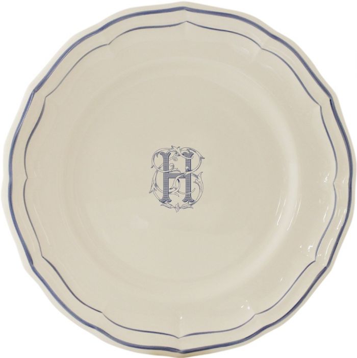 Тарелка обеденная "H", FILET MANGANESE MONOGRAMME, Д 26 cm GIEN