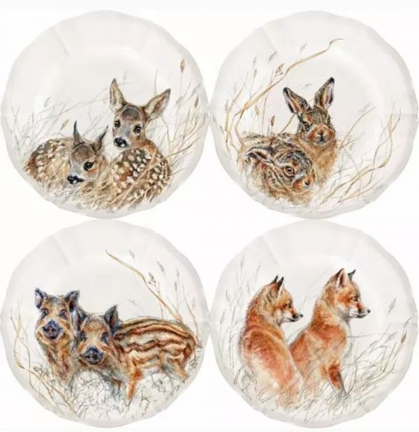 Набор из 4-х десертных тарелок 23 см,, Зверята, SOLOGNE, GIEN