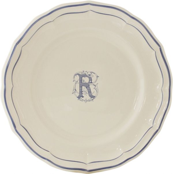 Тарелка обеденная "R", FILET MANGANESE MONOGRAMME, Д 26 cm GIEN