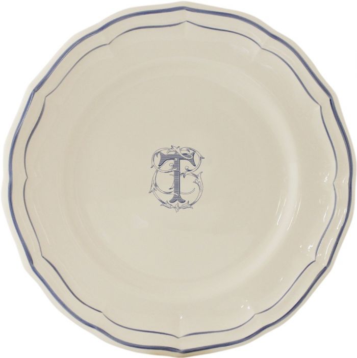Тарелка десертная"T", FILET MANGANESE MONOGRAMME, Д 23,2 cm GIEN