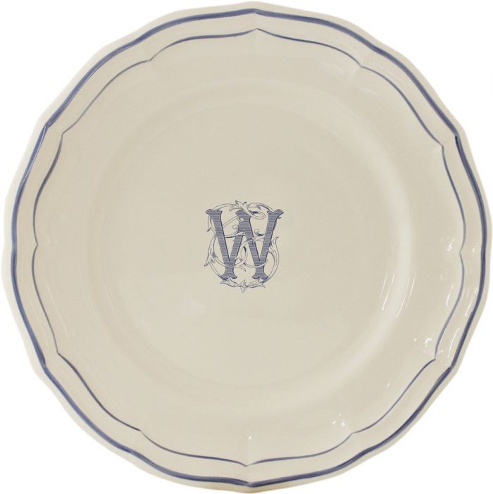 Тарелка десертная"W", FILET MANGANESE MONOGRAMME, Д 23,2 cm GIEN