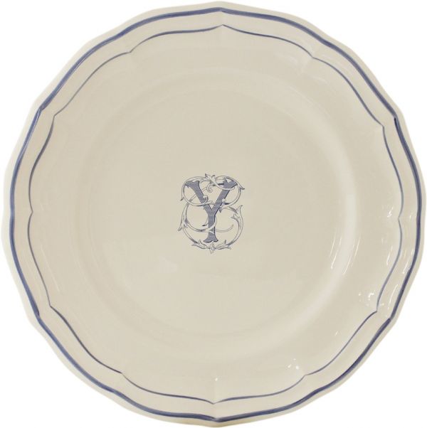 Тарелка обеденная "Y", FILET MANGANESE MONOGRAMME, Д 26 cm GIEN